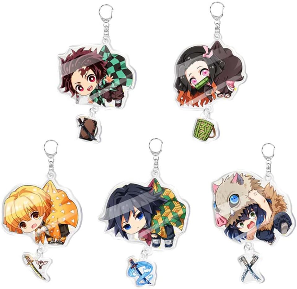 Demon Slayer: Kimetsu No Yaiba Keychains Pendant Hanging Ornament Set (5 PCS-A)