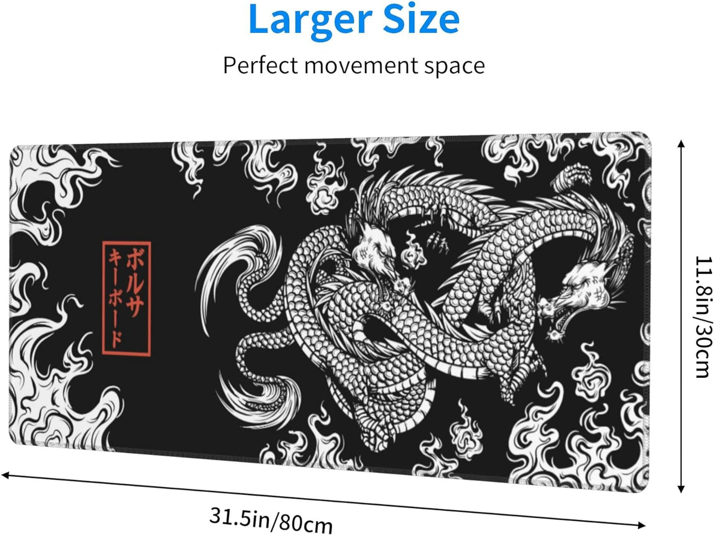 Japanese Dragon Large Mouse Pad 31.5X11.8 Inch 