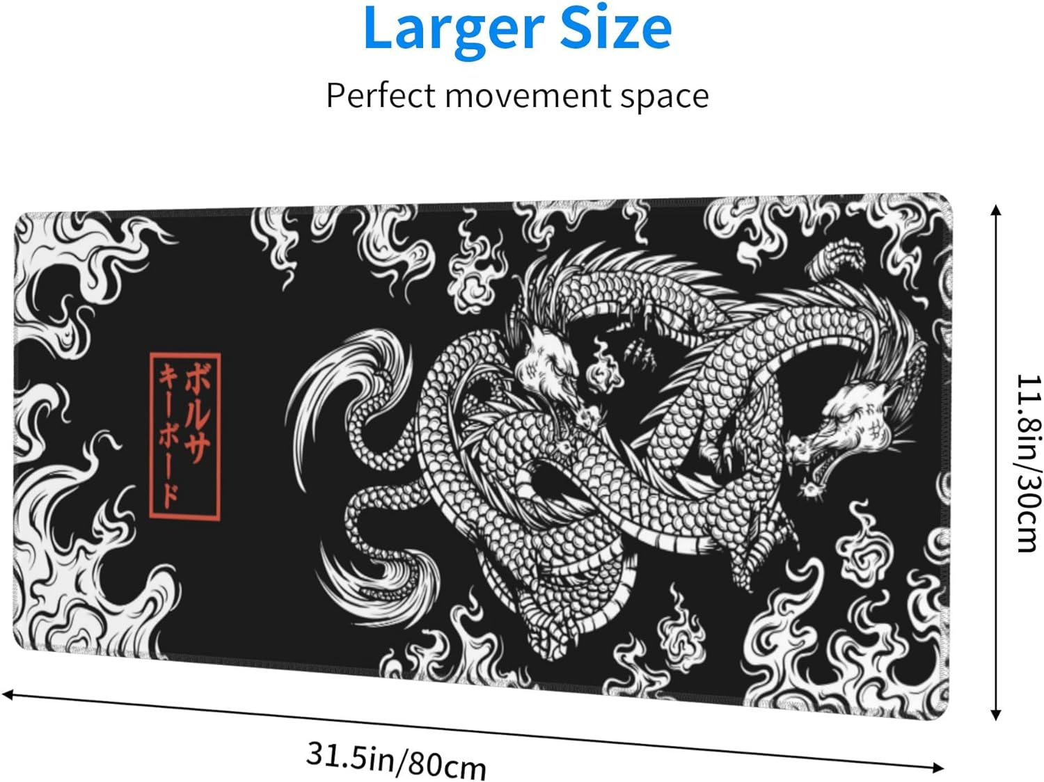 Japanese Dragon Large Mouse Pad 31.5X11.8 Inch 