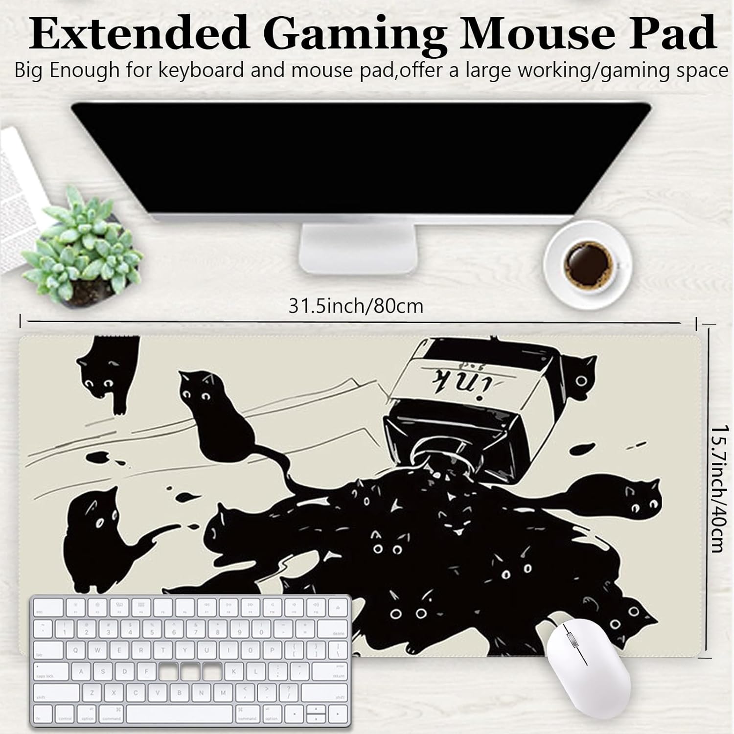 Gaming Mouse Pad Mouse Pad 31.5X15.7Inch Kawaii