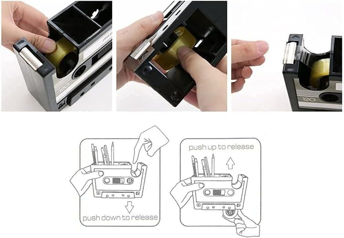  Tape Pen Holder, Retro Cassette Tape Dispenser