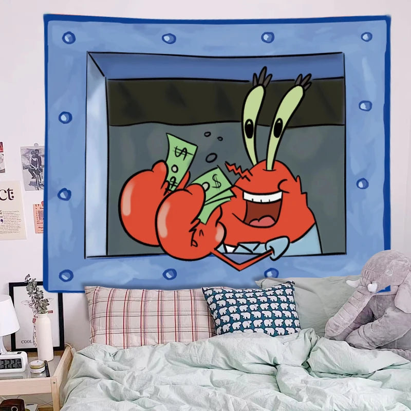 Squidward Tentacles Cloth Bedroom Tapestry Room Decor 