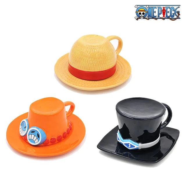 Anime ONE Piece Cosplay Mug Water Cup Creative Luffy Ace Sabo Ceramic Cup 