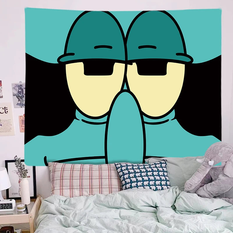 Squidward Tentacles Cloth Bedroom Tapestry Room Decor 