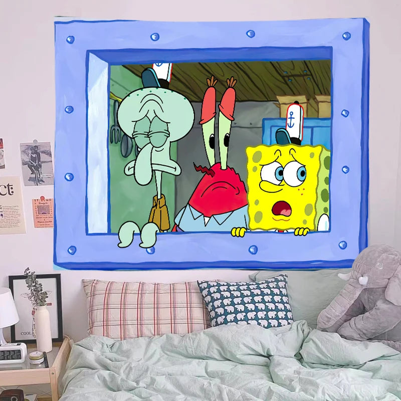 Squidward Tentacles Cloth Bedroom Tapestry Room Decor 