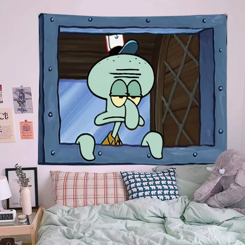 Squidward Tentacles Cloth Bedroom Tapestry Room Decor 