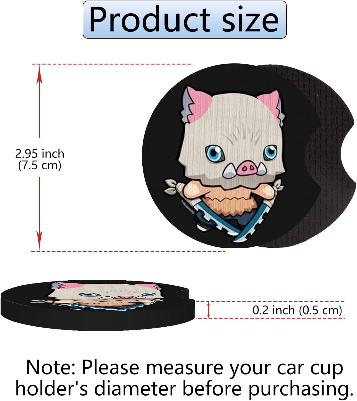 Car Cupholder Coaster Absorbent 2 pack | Inosuke